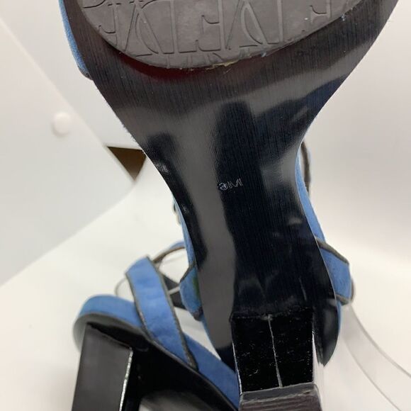Diane Von Furstenberg blue Suede heel ankle strap sandals - Picture 9 of 11